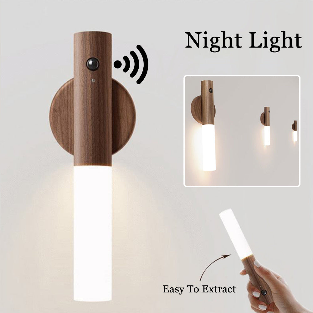 Auto LED Wireless Motion Sensor Night Light – Magnetic Wood Design