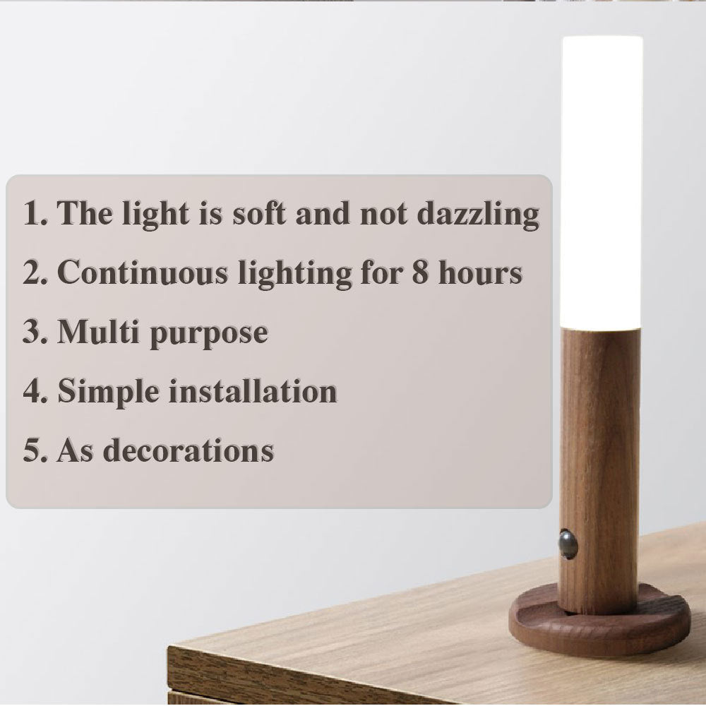 Auto LED Wireless Motion Sensor Night Light – Magnetic Wood Design
