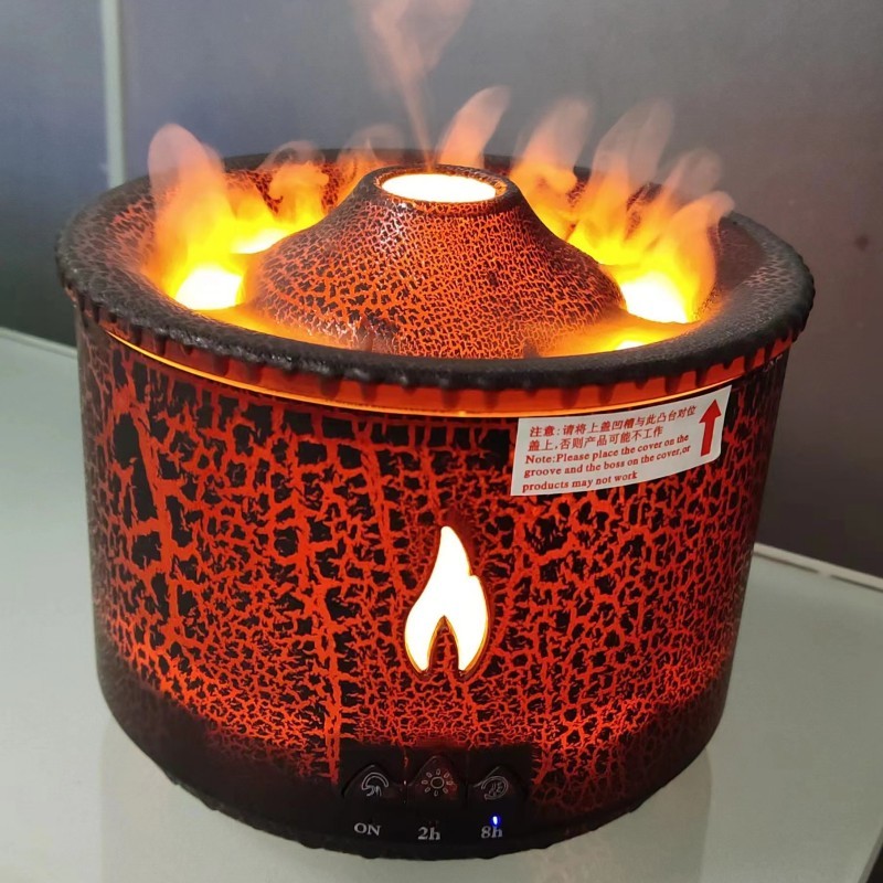 Volcano Flame Humidifier & Essential Oil Diffuser – Cool Mist & LED Light