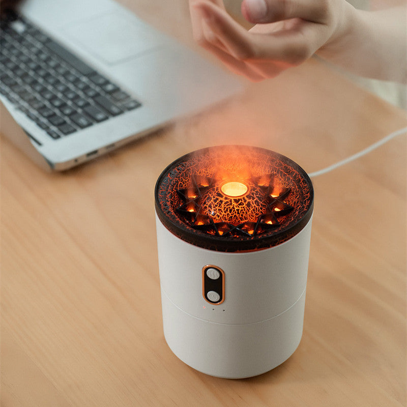 Volcano Flame Humidifier & Essential Oil Diffuser – Cool Mist & LED Light